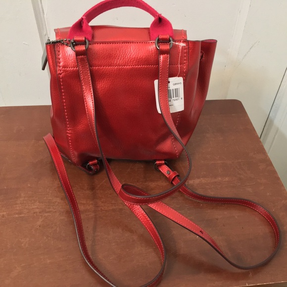Coach Red Metallic Derby Backpack Pebble Leather Brand new with tag . - Picture 14 of 15